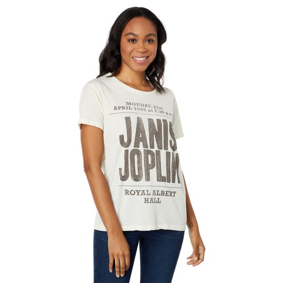 CHASER Womens Janis Joplin Jersey Tee Au Lait LG - Picture 1 of 1